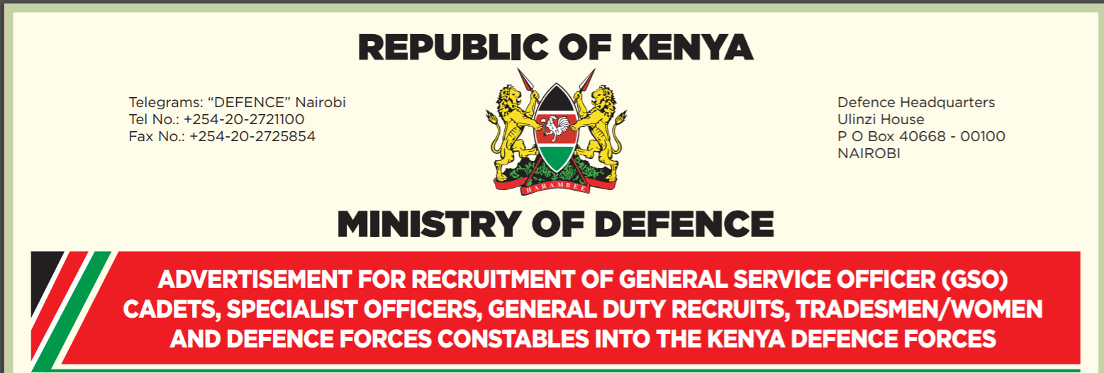 Kenya Defence Forces Recruitment 2024 KDF Recruitment 2024 Army Jobs