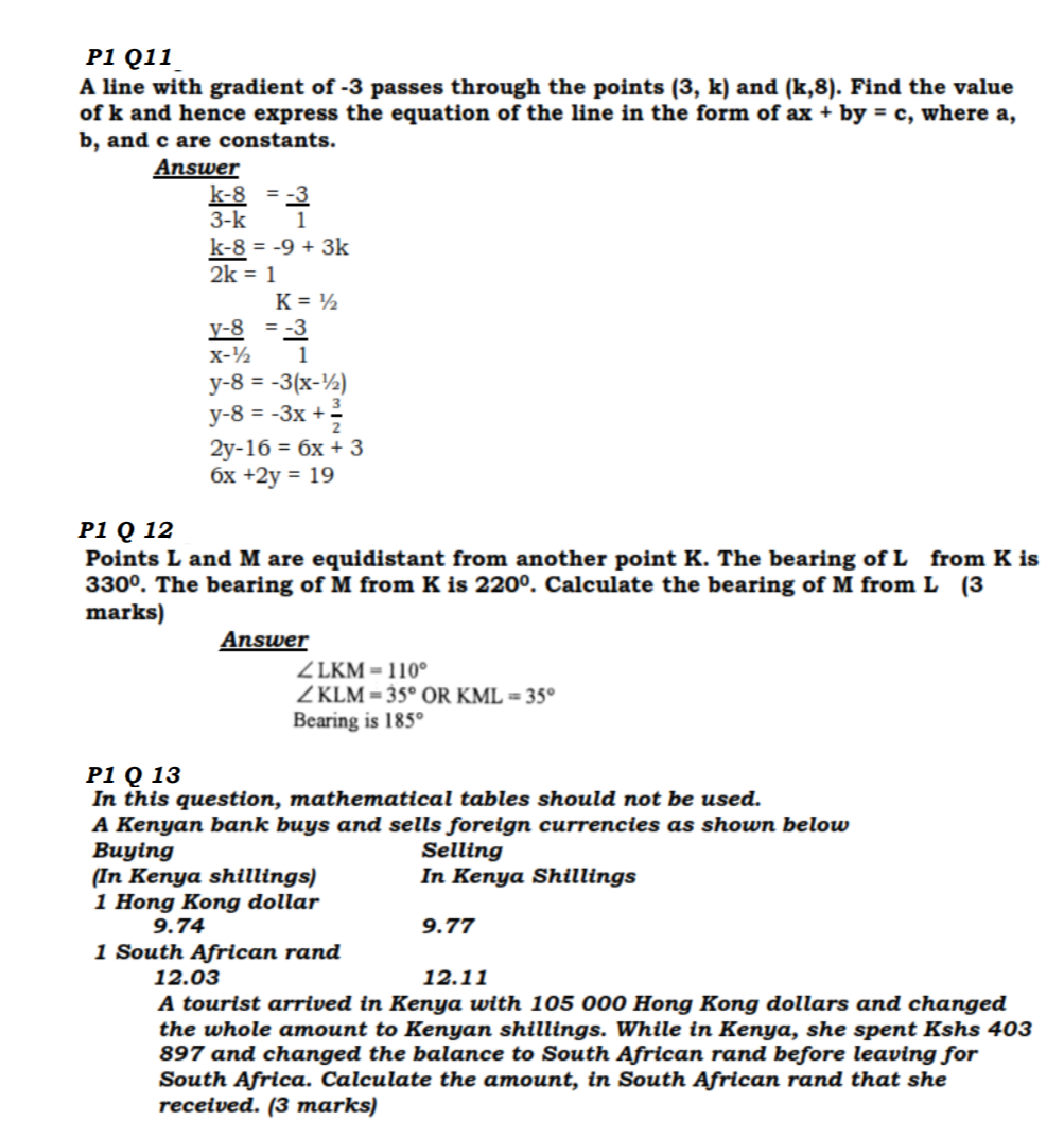 maths 3 form paper exam Past Papers Paper  Mathematics Alt  1 KNEC A KCSE 2016